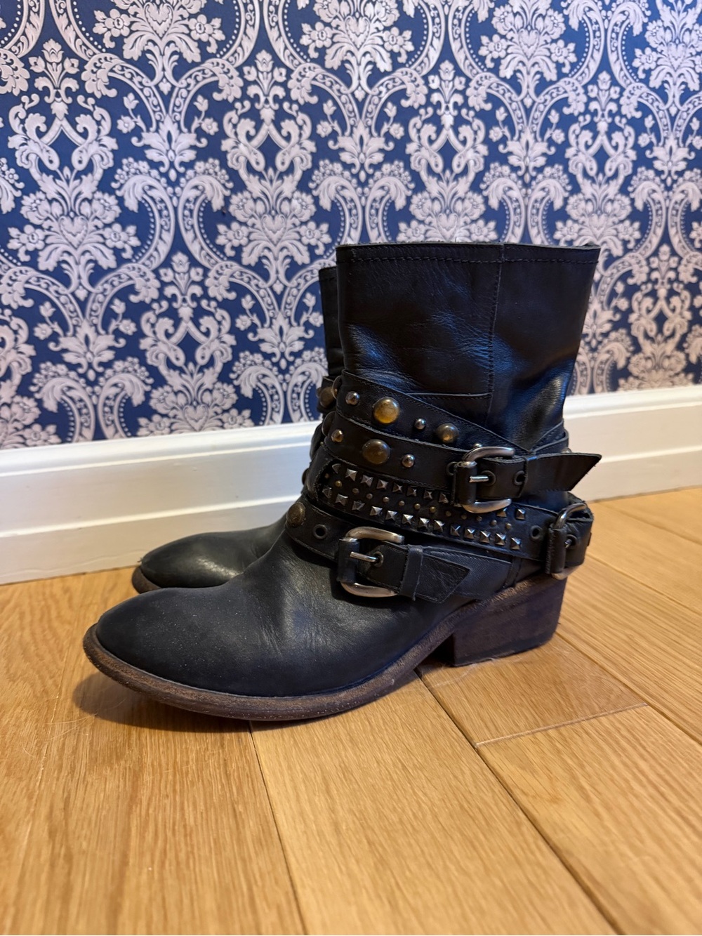 Barneys New York CO-OP Studded Leather Moto Ankle Boots